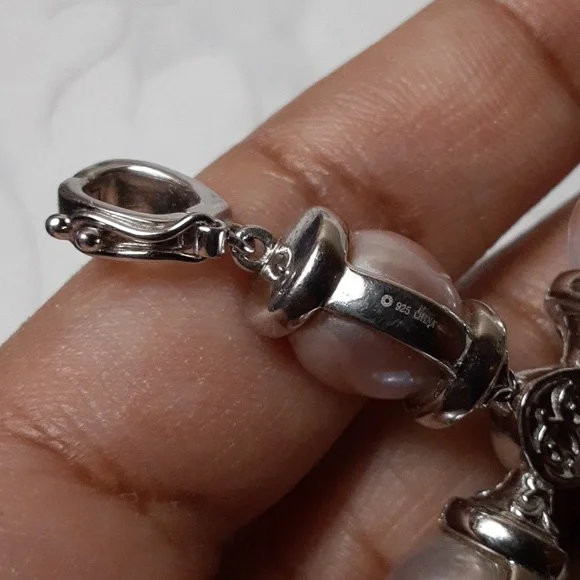 925 Genuine Pearls with Garnet Cabochons end Caps. - Picture 9 of 14